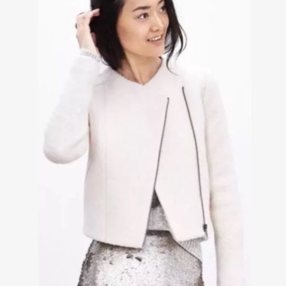 Banana Republic Warm Ivory Wool Moto Jacket 00 P